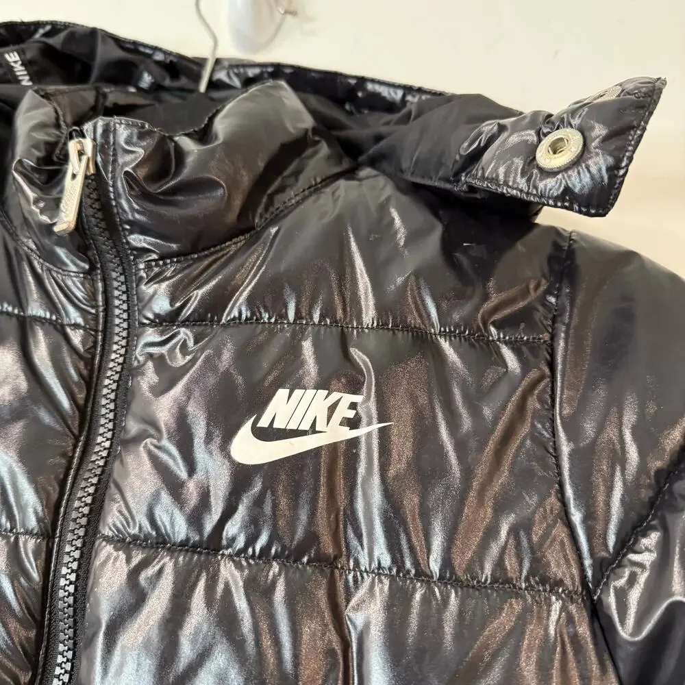 Nike Girls Youth Puffer‎ Jacket Black Shine 5-6 Years